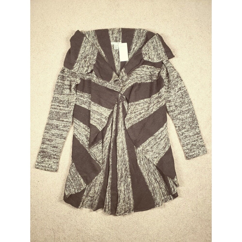 Alberto Makali Nwt Women's Knit Tunic Cardigan Brown Tan Striped Size Small